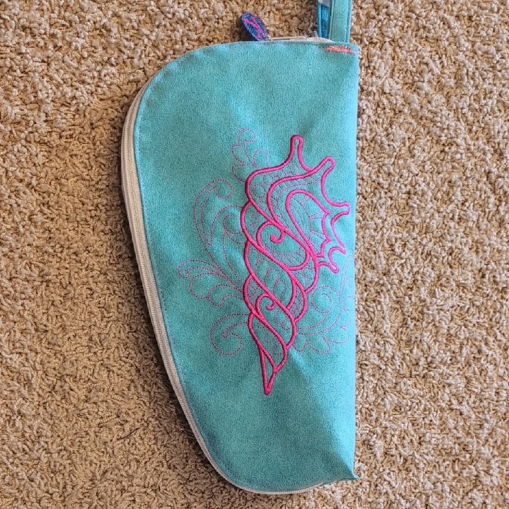 Hand Crafted Teal and Pink Cosmetic Bag